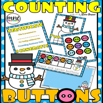 Preview of Winter Counting Buttons Math CENTERS Mats Ten Frames 1-10 Pack