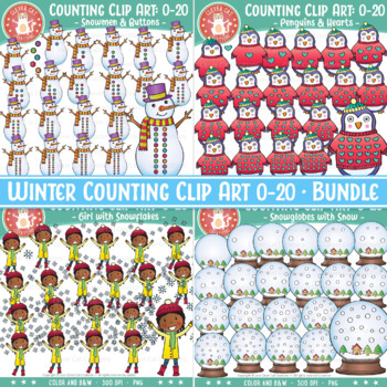 Preview of Winter Counting Clipart 0-20 Bundle
