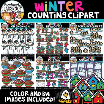 Preview of Winter Counting Clipart BUNDLE {Winter Clipart}