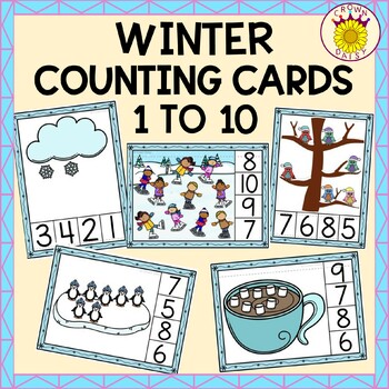 Preview of Winter Counting Clip Cards Numbers to 10 Preschool Math Centers