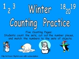 Winter Counting Sets 0-20 Independent Practice for Kindergarten