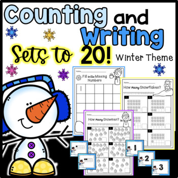 Preview of Winter Counting Sets & Writing Numbers to 20 Worksheets - Assessment