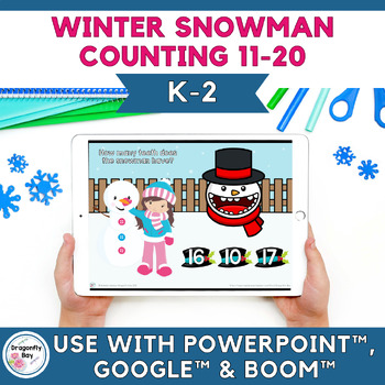 Preview of Winter Counting Snowman Teeth 11 to 20 for PowerPoint™ Google Slides™ Boom™