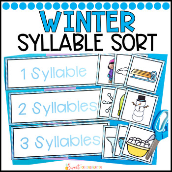 Preview of Winter Counting Syllables Picture Sort Activity