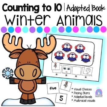Preview of Winter Counting to 10 Adapted Book | Winter Animals