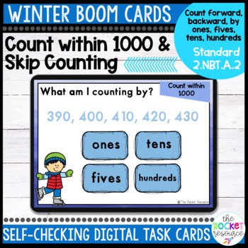 Preview of Winter Counting within 1000 & Skip Counting BOOM™ Cards | 2.NBT.A.2