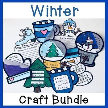 Preview of Winter Writing Crafts and Winter Math Crafts Bundle Winter Bulletin Board Ideas