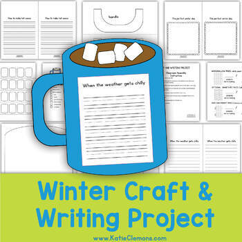 Preview of Winter Craft Hot Cocoa Writing Craftivity Template and Winter Writing Prompt