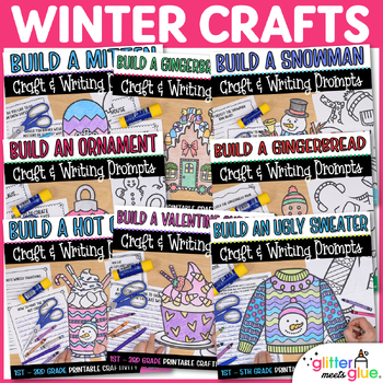Preview of No Prep Winter Crafts, Writing Prompts, and Templates: 8 Printable Activities