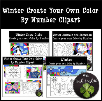 Preview of Winter Create your own Coloring Page Clipart Commercial Use Bundle