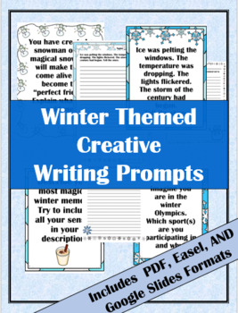 Preview of Winter Creative Writing Fun and Silly Prompts- Class and Student Versions