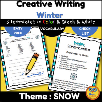 Preview of Winter Creative Writing Prompts - theme: SNOW - Adjectives & Descriptions Fun