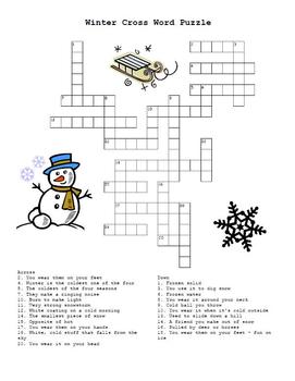 Winter Cross Word Puzzle with Answer Key! Winter Fun! | TpT