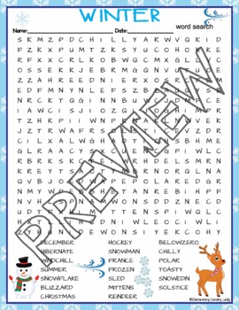 winter activities crossword puzzle and word search by elementary