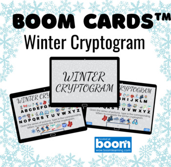 Preview of Winter Cryptogram Boom Cards; Occupational Therapy; Speech Therapy; Typing