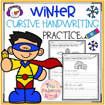 Preview of Winter Cursive Handwriting Practice