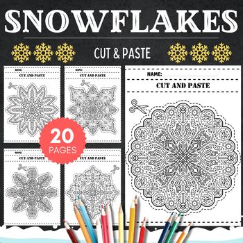 Preview of Winter Cut & Paste Snowflake Worksheets for Preschoolers -Fun January Activities