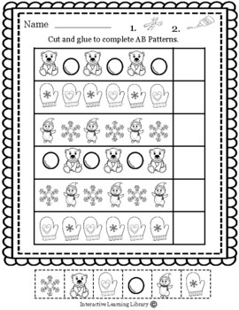 ab patterns worksheets cut and paste teaching resources tpt
