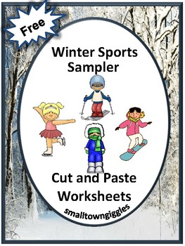 Preview of Free Winter Sports Worksheets Cut and Paste Activities Sampler