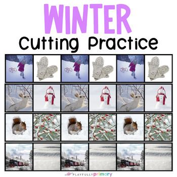 Preview of Winter Cutting Practice Scissor Skills Printable, January Montessori Snip Strips