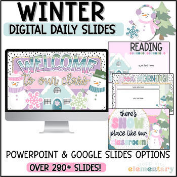 Preview of Winter Daily Slides | Trendy Winter | January Slides - Editable!
