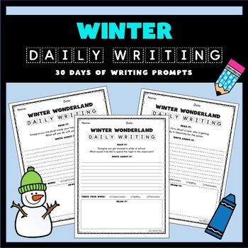 Preview of Winter Daily Writing Prompts Set - 30 Days of Writing