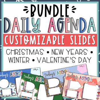 Preview of Winter Daily and Weekly Agenda Slides Templates BUNDLE
