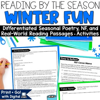 Preview of Winter Reading Comprehension Passages February Close Read 3rd 4th Grade