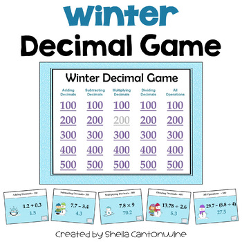 Preview of Winter Decimal Game