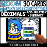 Winter Decimals - Add, Subtract, Multiply Gr. 5 Boom Cards