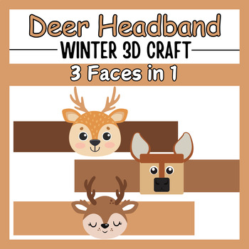 Preview of Winter Deer Headbands | 3 Different faces Designs in 1 Pack December bands craft
