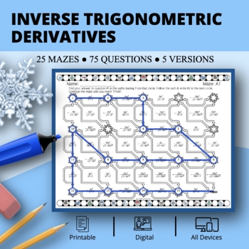 Preview of Winter: Derivatives Inverse Trigonometric Maze Activity