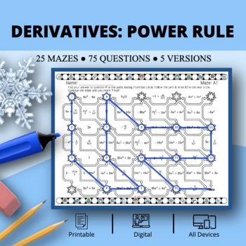 Preview of Winter: Derivatives Power Rule Maze Activity