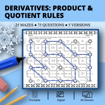 Preview of Winter: Derivatives Product & Quotient Rules Maze Activity