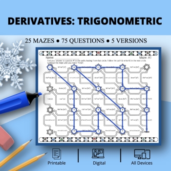 Preview of Winter: Derivatives Trigonometric Maze Activity