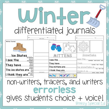 Preview of Winter Differentiated Leveled Journal Writing for Special Education / Autism