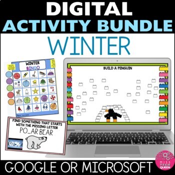 Preview of Winter Digital Activities BUNDLE Bingo Games No Prep Lego Building Coding