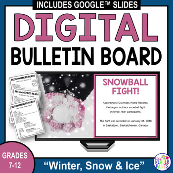 Preview of Winter Digital Bulletin Board - Snow and Ice - Scrolling Slideshow Announcements