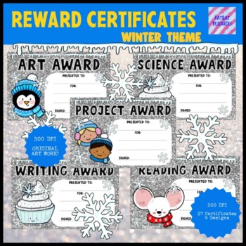 Preview of Winter Digital Certificates - Subject Rewards - Distance Learning