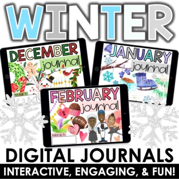 Preview of Winter Digital Journals Bundle | Digital Writing Activities | Interactive!