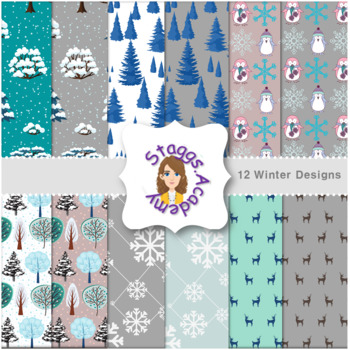 Winter Digital Paper | Digital Backgrounds | Digital Paper by Staggs ...