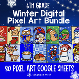 [Winter] Digital Pixel Art BUNDLE | 6th Grade Math | 30 Go
