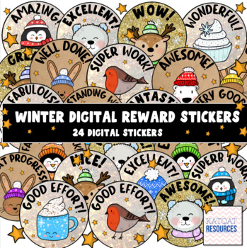 Preview of Winter Digital Stickers Reward For See Saw and Google Classroom