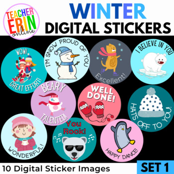Preview of Winter Digital Stickers | Set 1 | Digital Stickers Winter Themed | Google Seesaw