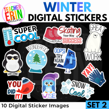 Preview of Winter Digital Stickers | Set 2 | Digital Stickers Winter Themed | Google Seesaw