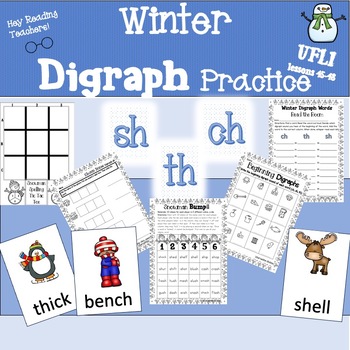 Preview of Winter Digraph Practice - Games and activities for sh, th, and ch Use with UFLI