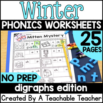 Preview of Winter Digraphs Worksheets NO PREP | Winter Phonics
