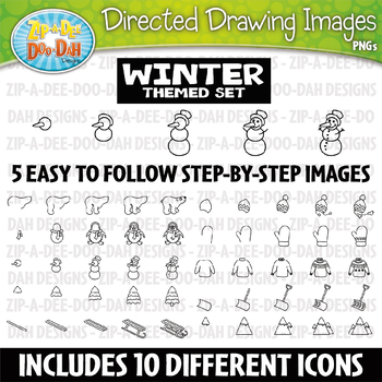 Preview of Winter Directed Drawing Images Clipart Set {Zip-A-Dee-Doo-Dah Designs}