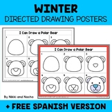 Winter Directed Drawing Posters + FREE Spanish