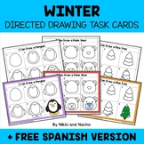 Winter Directed Drawing Task Card Activities + FREE Spanish